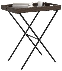 barna összecsukható polyrattan tálcaasztal 65 x 40 x 75 cm