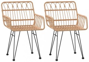 2 db fekete PE rattan karfás kerti szék 56 x 64 x 80 cm