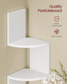 Fali sarokpolc RGB LED világítással, 5 szintes, matt fehér színben