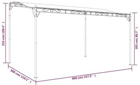 krémszínű szövet és acél pavilon 4 x 3 m 180 g/m²