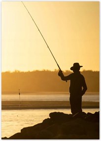 Poszterek 50x70 Halász a tengeri sziklákon