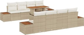 vidaXL Kert étkező szett párnával 9 pcs Beige és krém