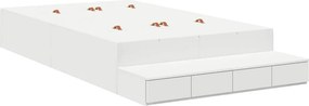 vidaXL Ágykeret tárolóval fiókkal tárolóval Fehér 120 cm Faanyag