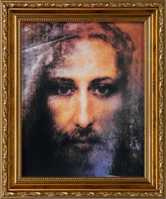 Vászonkép 31x26 Jézus Krisztus Torinói Lepel Arany Díszített Keret
