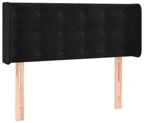 fekete bársony fejtámla szárnyakkal 93x16x78/88 cm