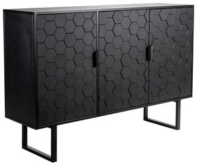 Fekete borovi fenyő alacsony komód 135x90 cm Linc – White Label
