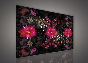 Vászonkép 100x75 Virágok ragyogás éjszaka minták dísz dekoráció elegancia modern