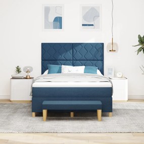 Boxspring ágy matraccal és paddal Kék 140x200 cm Szövet