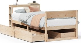 vidaXL tömör fenyőfa ágy matrac nélkül 75 x 190 cm