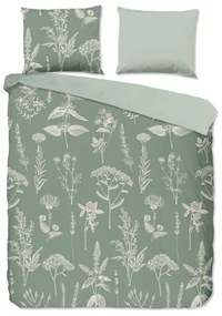 Zöld kétszemélyes hosszabbított flanel ágyneműhuzat 200x220 cm Herbs – Good Morning