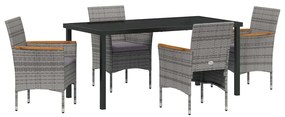 vidaXL Kert étkező szett párnával 5 pcs Szürke polirattan