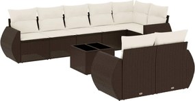 vidaXL 9 részes barna polyrattan kerti ülőgarnitúra párnákkal