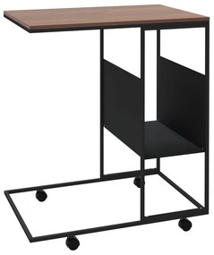Fekete szerelt fa kisasztal kerekekkel 55x36x63,5 cm