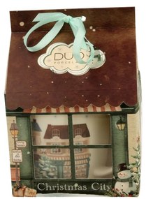 Karácsonyi Porcelán bögre 400 ml házikó díszcsomagolásban Christmas City 2