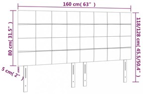 sötétszürke bársony LED-es fejtámla 160x5x118/128 cm
