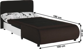 Kinyitható fotel, barna/minta, KENY NEW