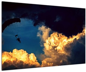 Ejtőernyős a felhőkben képe (90x60 cm)
