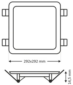 LED Beépíthető lámpa SQUARE LED/24W/230V 4200K 29,2x29,2 cm barna
