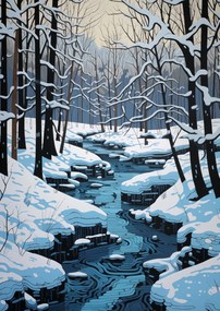 Poszter 21x29,7cm Folyó a téli időszakban