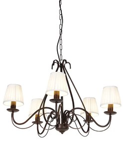 Csillár barna, krémszínű harmonika árnyékolóval, 5-lámpás - Giuseppe