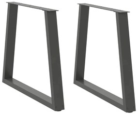 2 db antracitszürke, V-alakú acél étkezőasztalláb 70 x (72-73,3) cm