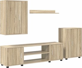 vidaXL TV szekrény garnitúra 4 pcs Sonoma tölgy Faanyag
