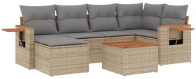 7 részes bézs polyrattan kerti ülőgarnitúra párnákkal