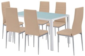 Mabel 6+1 étkező garnitúra bézs-szürke