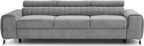 Világosszürke bársony kinyitható kanapé 261 cm Laurence – ELTAP