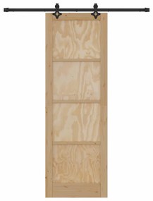 Tolóajtó Természetes és fekete 78 x 232 cm Tömör fenyő és acél