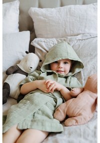 Nature zöld len gyerek fürdőköpeny, méret: 122 - 128 - Linen Tales