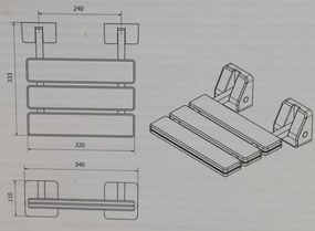 BISK Erga Handicap PRO, falra szerelhető zuhanyülőke összecsukható 320x328 mm, fehér, ERG-07623