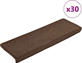 vidaXL 30 db lépcsőszőnyeg, kávébarna, téglalap alakú széllel, 65 x 21 x 4 cm