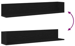 2 db fekete szerelt fa fali polc 100 x 16,5 x 16,5 cm