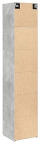 betonszürke szerelt fa vékony tárolószekrény 45 x 42,5 x 225 cm