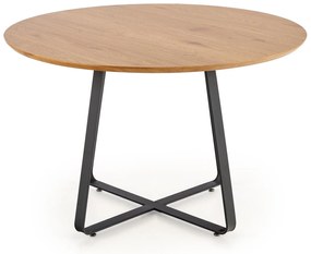 AKCIÓ Fekete étkezőasztal tölgyfa asztallappal NOCTURNE 120x120 II. osztály