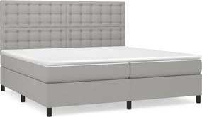 vidaXL világosszürke szövet rugós ágy matraccal 200 x 200 cm