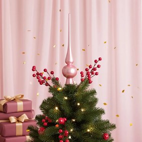 Babarózsaszín üveg csúcsdísz 25,5cm