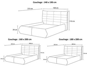 Sötétzöld kárpitozott franciaágy tárolóhellyel, ágyráccsal 160x200 cm Clothilde – Bobochic Paris