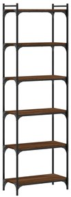 6 szintes barna tölgy színű szerelt fa könyvespolc 60x30x188 cm