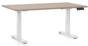 Állítható magasságú asztal OfficeTech C, 140 x 80 cm, fehér alap, tölgy