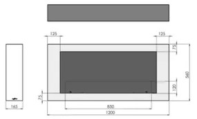 InFire - Fali BIO kandalló 120x56 cm 3kW fekete