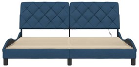 kék szövet ágykeret LED-es matrac nélkül 180 x 200 cm