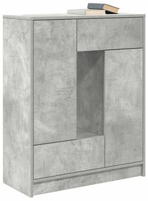 betonszürke komód fiókokkal és ajtókkal 73x31x90 cm