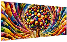 Kép – Színes fa almákkal (120x50 cm)