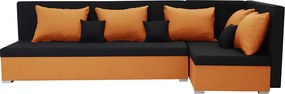 ARO Kinyitható sarokkanapé Fekete/narancs