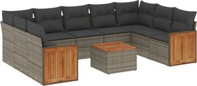 vidaXL 10 részes szürke polyrattan kerti ülőgarnitúra párnákkal