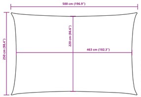 tópszínű téglalap alakú oxford-szövet napvitorla 2,5 x 5 m