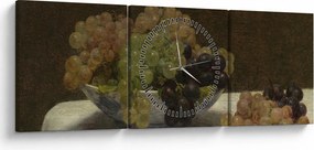Kép - Henri Fantin-Latour, Still Life with Grapes and a Carnation, reprodukciók (órával) (90x30 cm)
