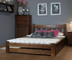 AMI nábytek Fenyőfa ágy Mila 90x200 cm dió színben